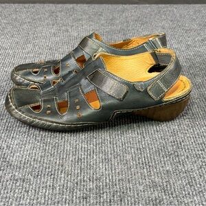 Pikolinos Sandals Women’s 7.5 Leather Fisherman Comfort Wedge Boho Coastal Green